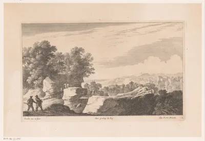 Landschap met brug over snelstromende rivier