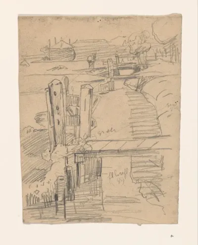 Landschap met bruggetjes in weilanden