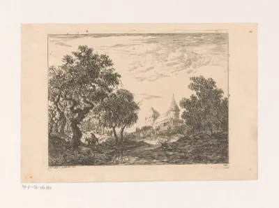 Landschap met burcht aan rivier