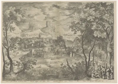 Landschap met Christus die een demon uitdrijft bij een man die niet kon spreken