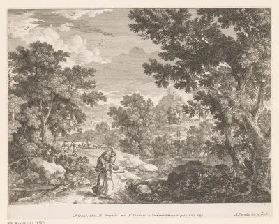 Landschap met Christus met lam op zijn schouders