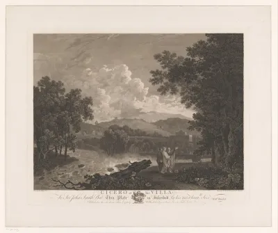 Landschap met Cicero aan de oever van een rivier bij zijn villa