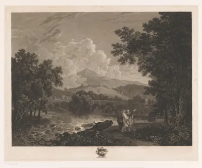 Landschap met Cicero aan de oever van een rivier bij zijn villa