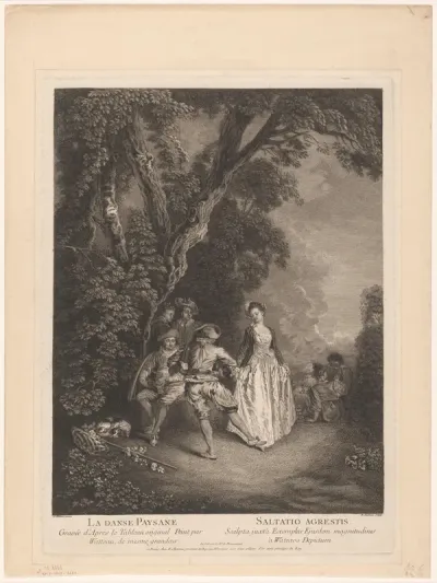 Landschap met dansende boeren