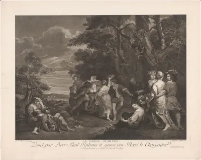 Landschap met dansende figuren