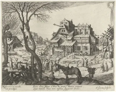 Landschap met de aanbidding van de koningen