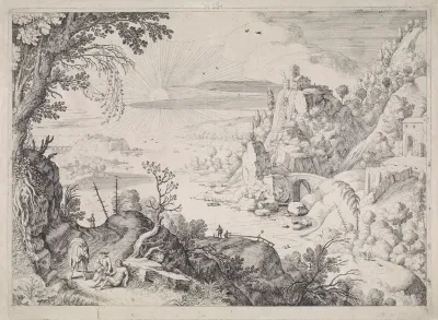 Landschap met de barmhartige Samaritaan