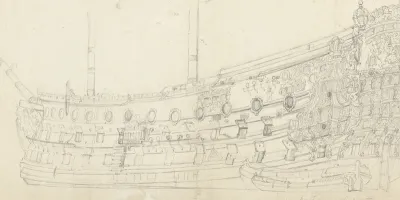 Landschap met de Dood bij een zittende man met takkenbos (Archimedes?)