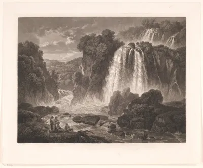 Landschap met de grote watervallen van Tivoli
