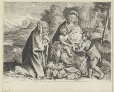 Landschap met de Heilige Familie, Johannes de Doper en Elisabet