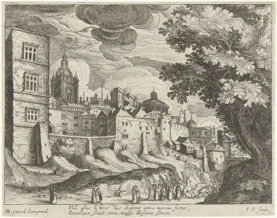 Landschap met de intocht van Christus in Jeruzalem