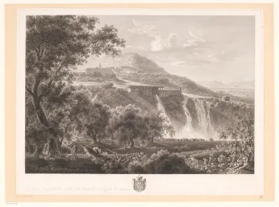 Landschap met de kleine watervallen van Tivoli