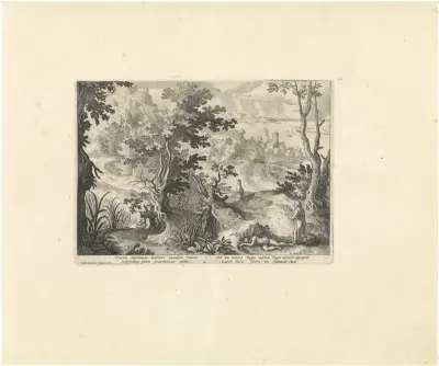 Landschap met de Leviet die de beroofde reiziger vindt