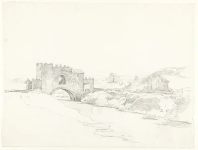 Landschap met de Ponte Nomentano bij Rome