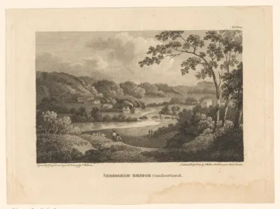 Landschap met de rivier Caldew en de brug van Sebergham