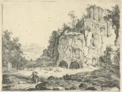 Landschap met de tempel van Vesta te Tivoli