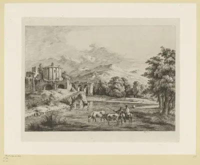 Landschap met de Tempel van Vesta