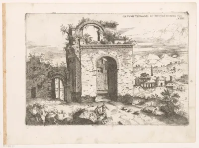 Landschap met de Thermen van Diocletianus te Rome