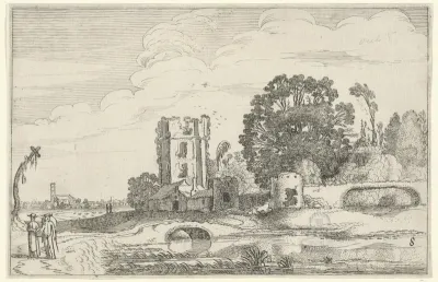 Landschap met de toren van Huis ter Kleef te Haarlem