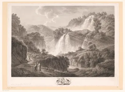 Landschap met de watervallen van Tivoli