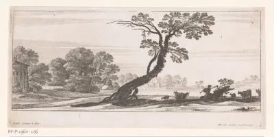 Landschap met doedelzakspelende herder