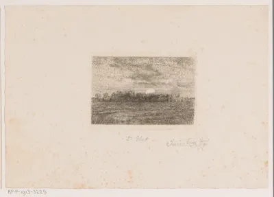 Landschap met dorp aan water