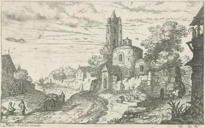 Landschap met dorpsstraat