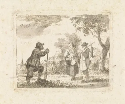 Landschap met drie boeren