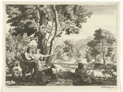 Landschap met drie herders