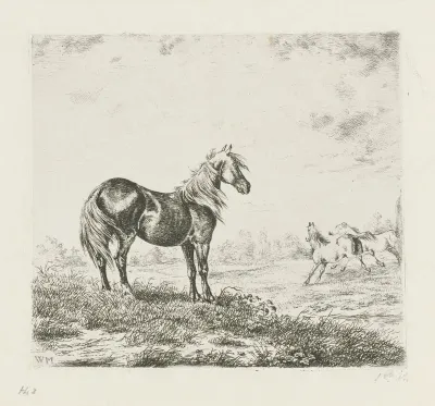 Landschap met drie paarden