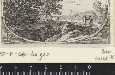 Landschap met drie wandelaars