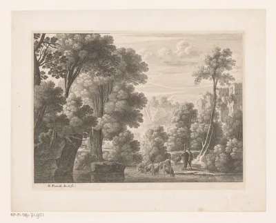 Landschap met drinkende kudde