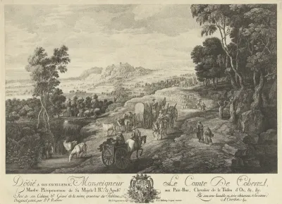 Landschap met drukke landweg