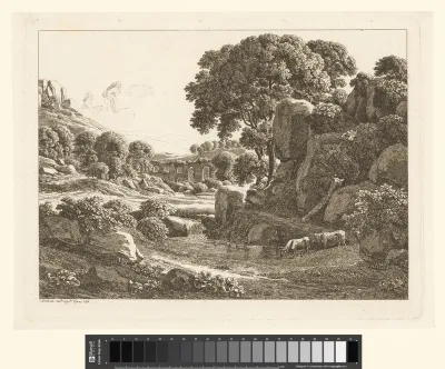 Landschap met een aquaduct