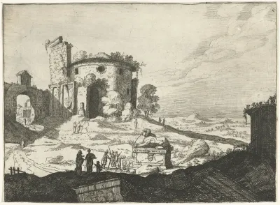 Landschap met een beeld van een sfinx