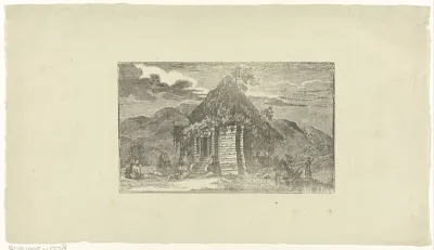 Landschap met een begroeide ruïne