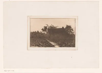 Landschap met een boerderij aan een beek