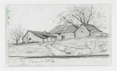 Landschap met een boerderij en schuren