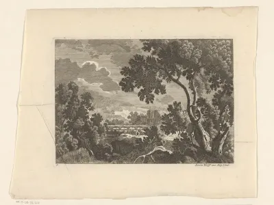 Landschap met een boogbrug