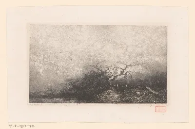 Landschap met een boom bij een poel