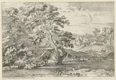 Landschap met een boom in het water