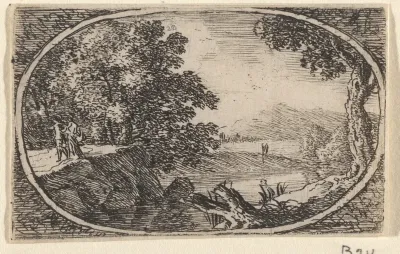 Landschap met een boomstronk bij een rivier