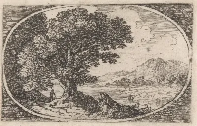 Landschap met een boomstronk
