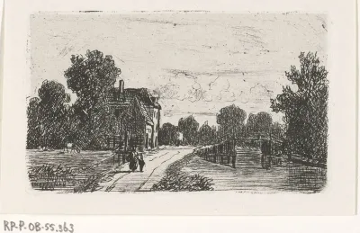 Landschap met een brug over een vaart