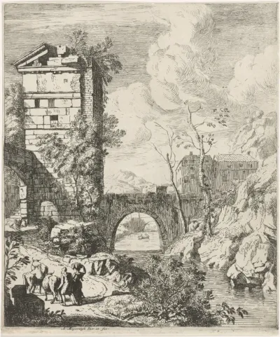 Landschap met een brug