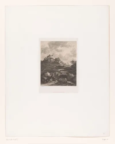 Landschap met een burcht op een heuvel