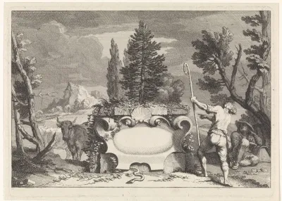 Landschap met een cartouche