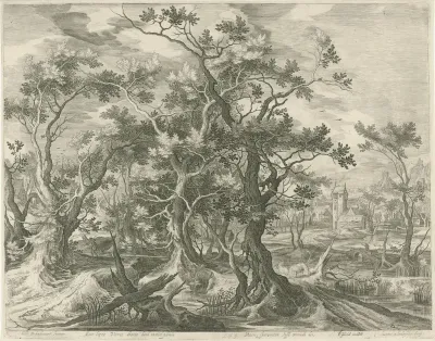 Landschap met een door een leeuw verscheurde profeet uit Juda
