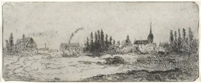 Landschap met een dorpsgezicht