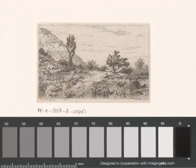 Landschap met een figuur onder een boom